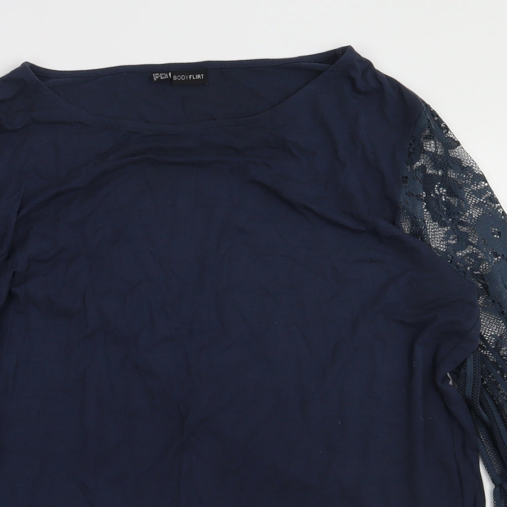 Body Flirt Womens Blue  Viscose Pullover Sweatshirt Size M  Pullover - lace detail arms