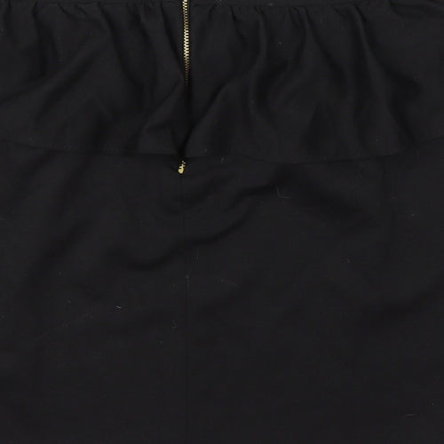New Look Womens Black  Polyester A-Line Skirt Size 12   Zip