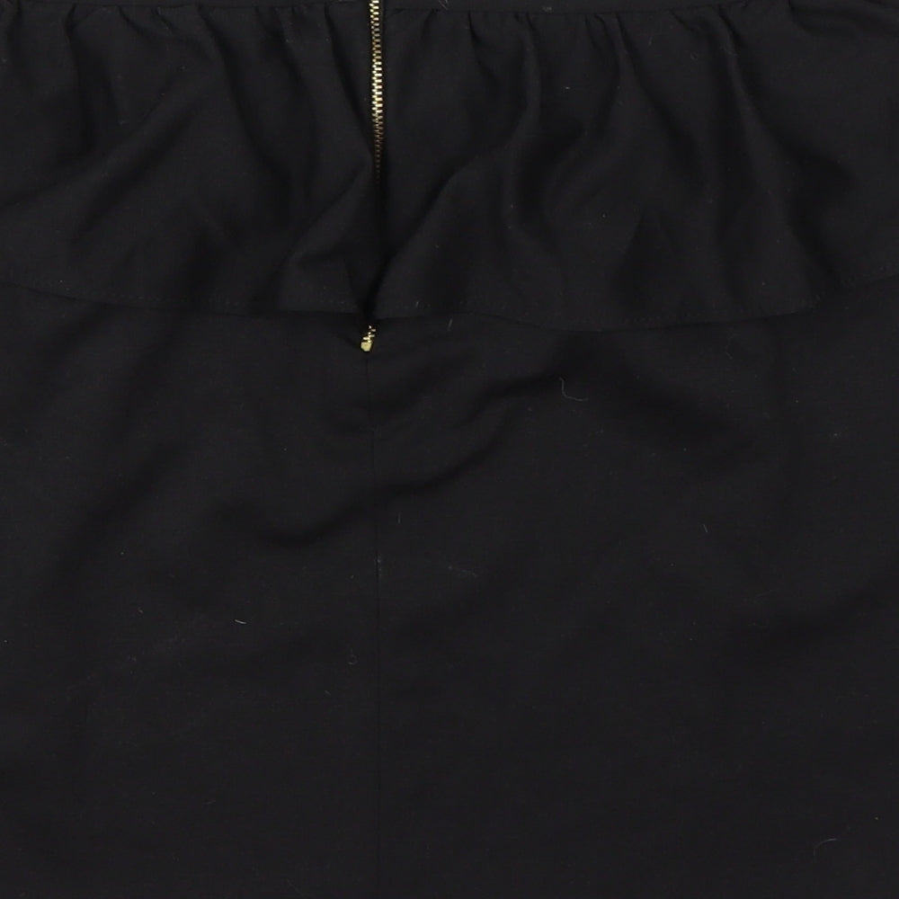 New Look Womens Black  Polyester A-Line Skirt Size 12   Zip