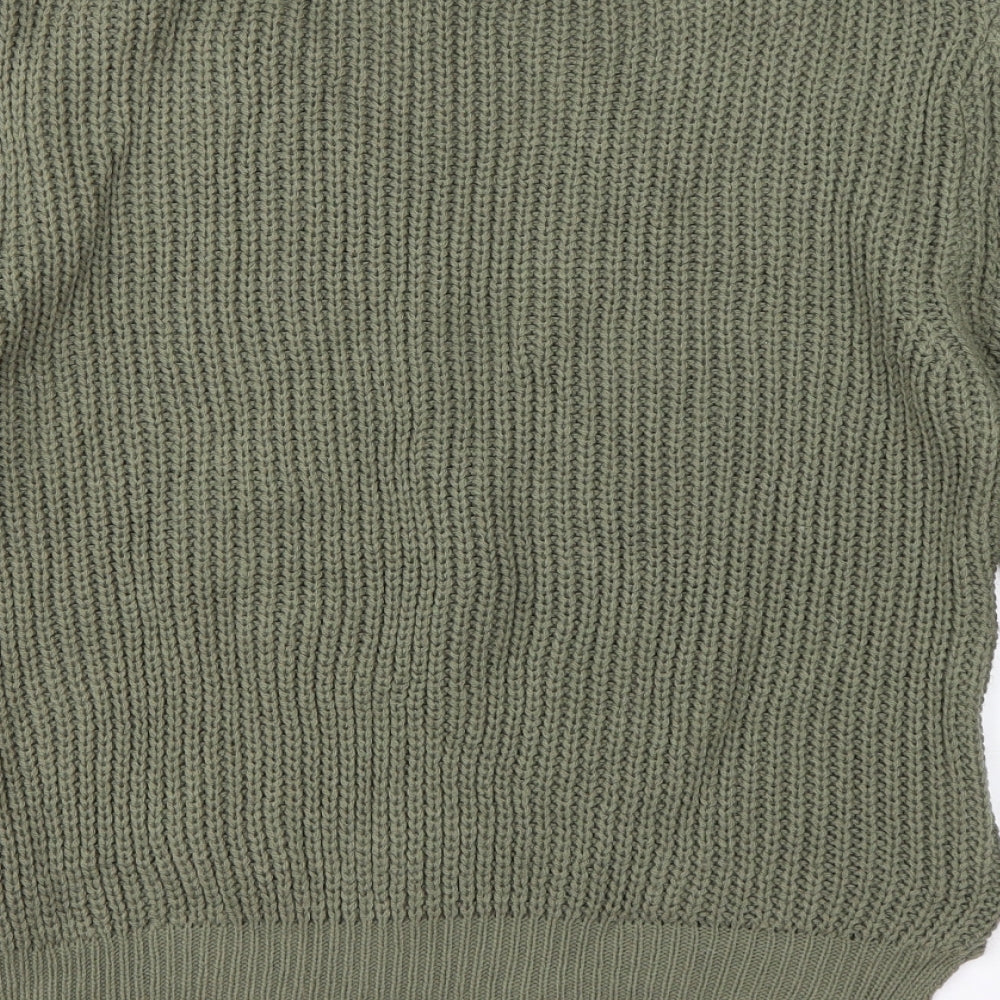 Select Womens Green Crew Neck  Acrylic Pullover Jumper Size M   - Cut Out Neckline