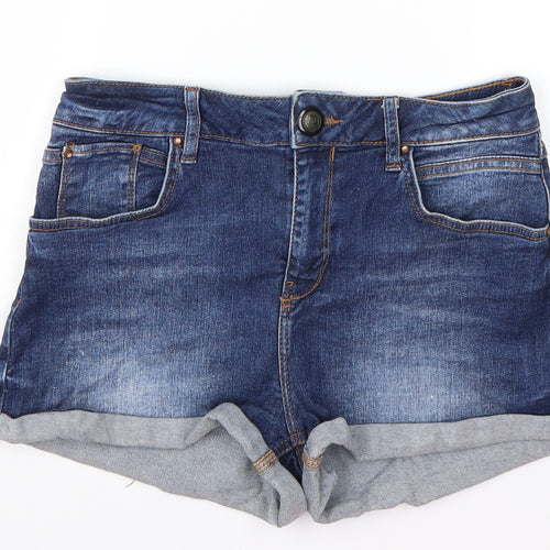 Preworn Womens Blue  Cotton Hot Pants Shorts Size 30 in  Regular Button