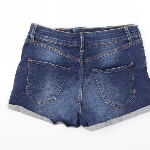 Preworn Womens Blue  Cotton Hot Pants Shorts Size 30 in  Regular Button
