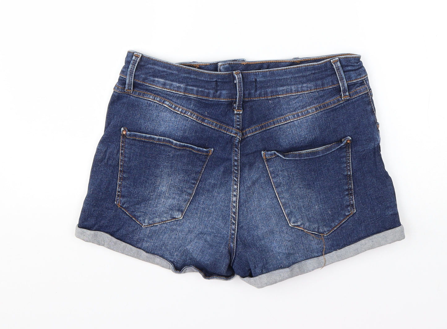 Preworn Womens Blue  Cotton Hot Pants Shorts Size 30 in  Regular Button