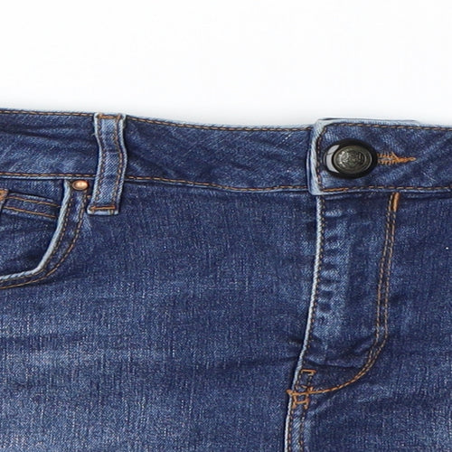Preworn Womens Blue  Cotton Hot Pants Shorts Size 30 in  Regular Button