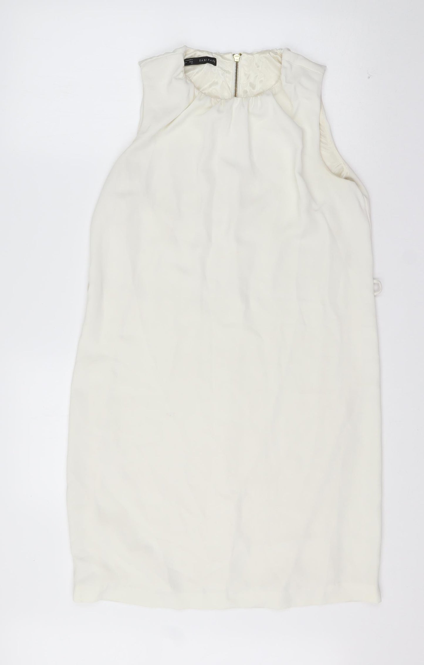 Zara Womens Ivory  Polyester A-Line  Size M  Round Neck Pullover