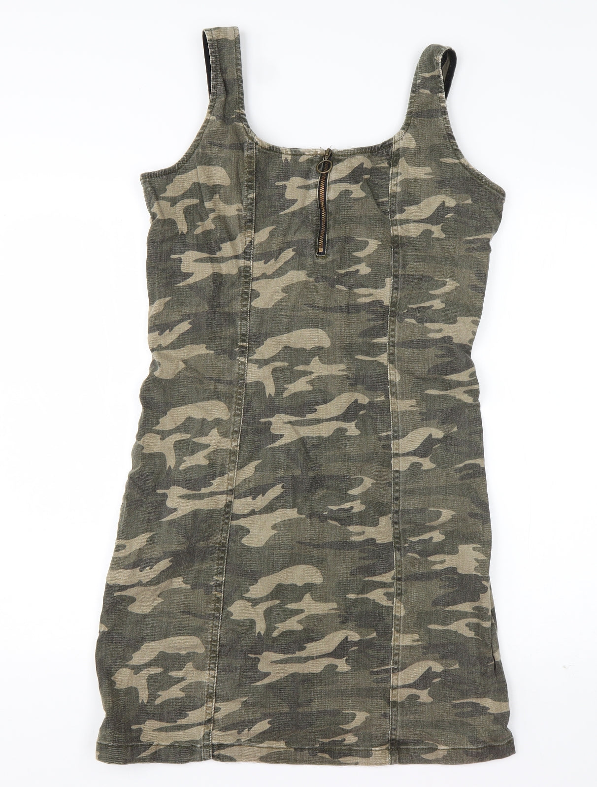 New Look Girls Green Camouflage Cotton Mini  Size 15 Years  Scoop Neck Pullover