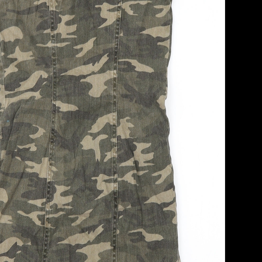 New Look Girls Green Camouflage Cotton Mini  Size 15 Years  Scoop Neck Pullover