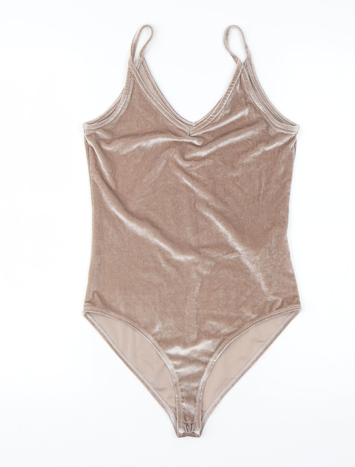 River Island Womens Brown Polyester Bodysuit One-Piece Size 6 Pullover