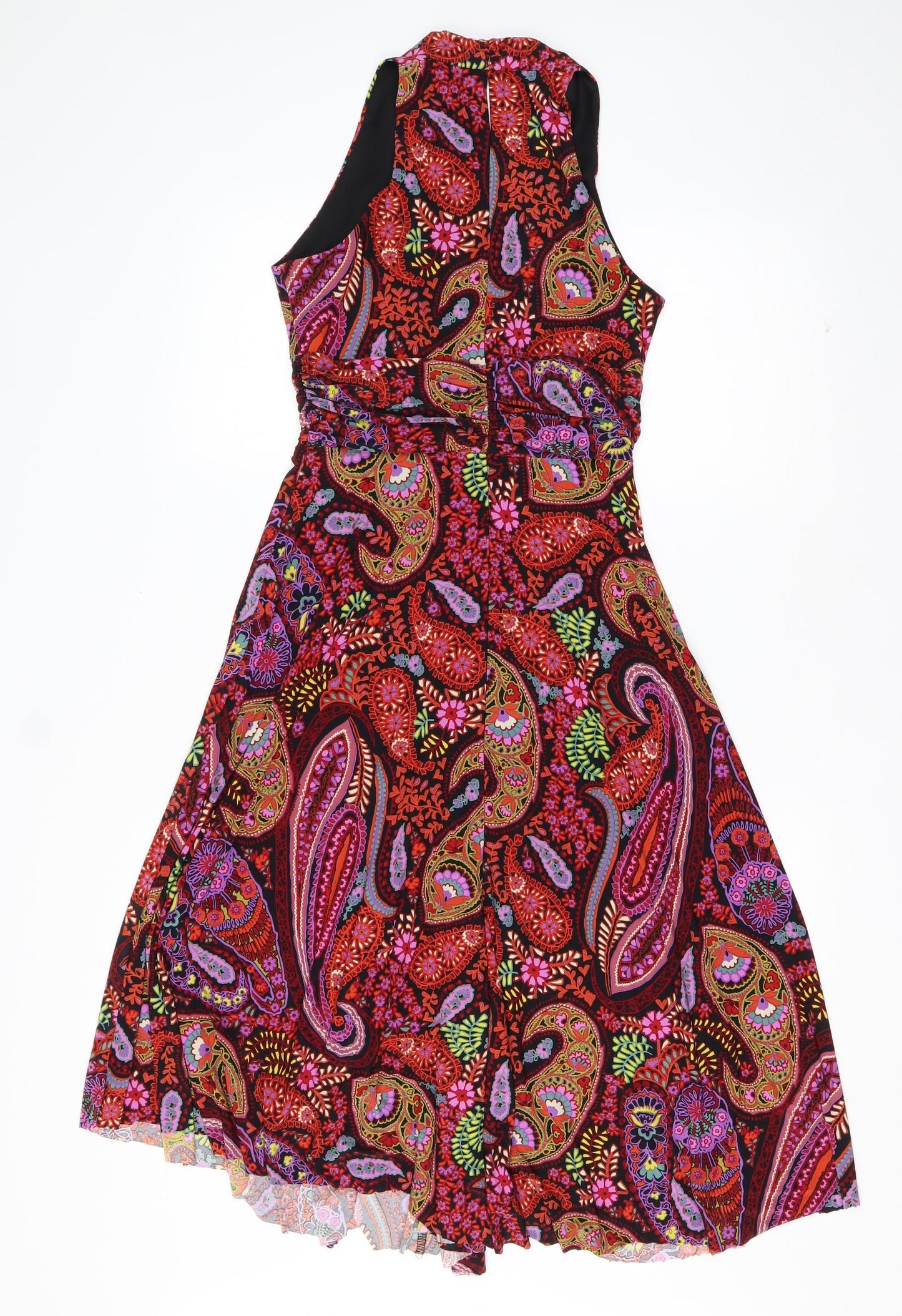 Phase Eight Womens Multicoloured Paisley Polyester Skater Dress  Size 10  V-Neck Pullover
