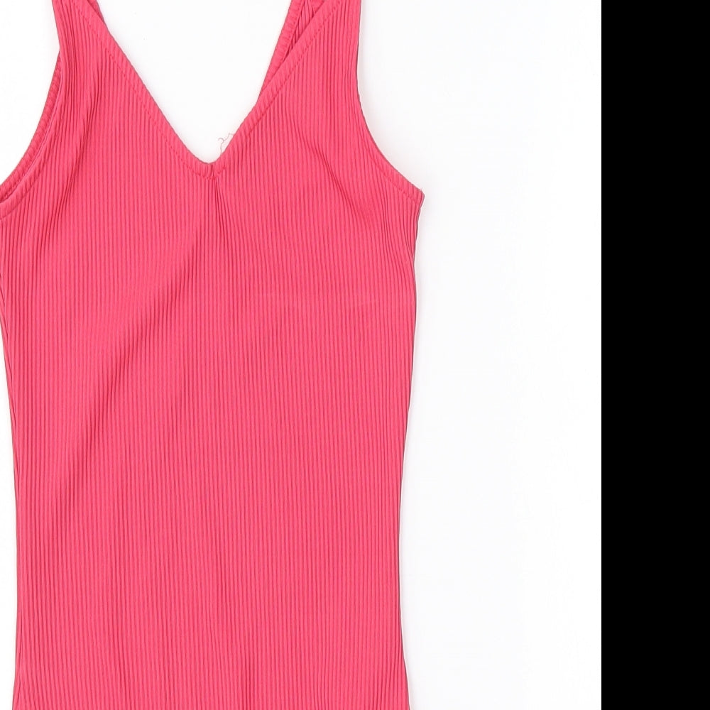 River Island Womens Pink  Polyester Bodysuit One-Piece Size 6  Pullover - Ribbed