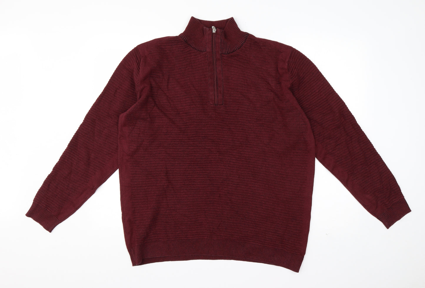 Avenue Mens Red High Neck  Cotton Pullover Jumper Size M   - Ribbed