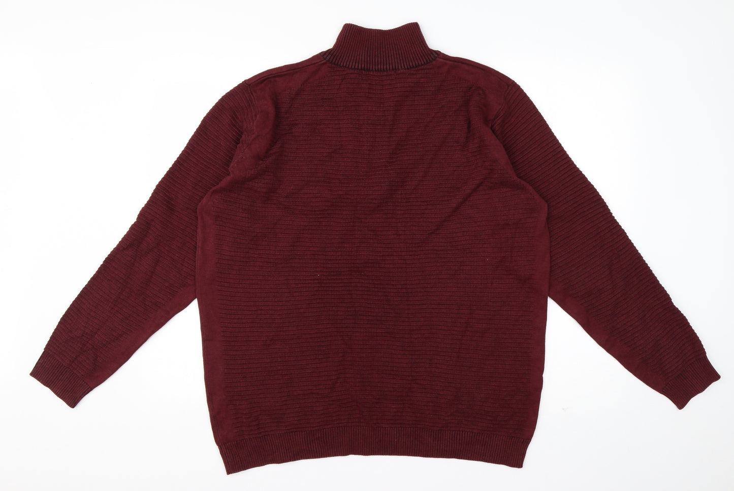 Avenue Mens Red High Neck  Cotton Pullover Jumper Size M   - Ribbed