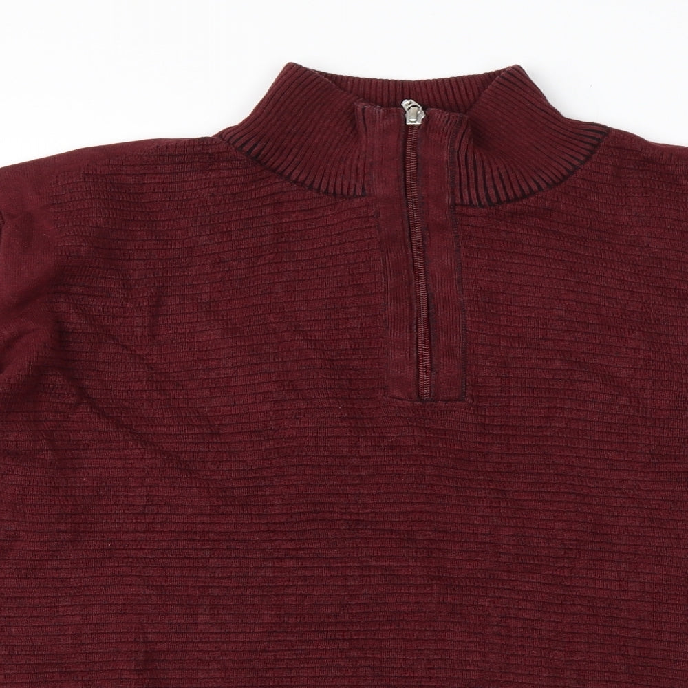 Avenue Mens Red High Neck  Cotton Pullover Jumper Size M   - Ribbed