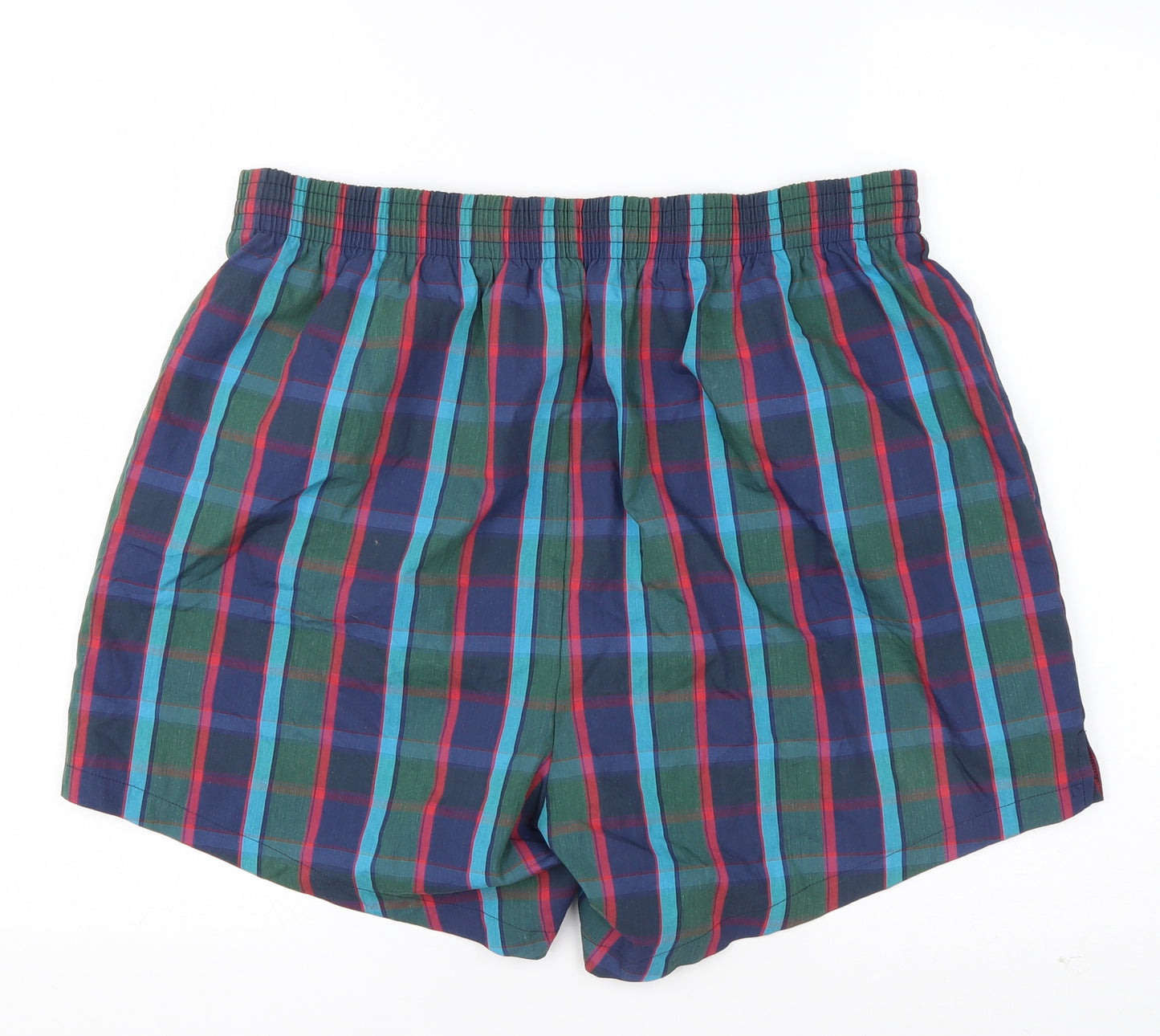 ERIMA Mens Blue Plaid Cotton Sweat Shorts Size 36 in  Regular Drawstring