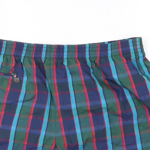 ERIMA Mens Blue Plaid Cotton Sweat Shorts Size 36 in  Regular Drawstring