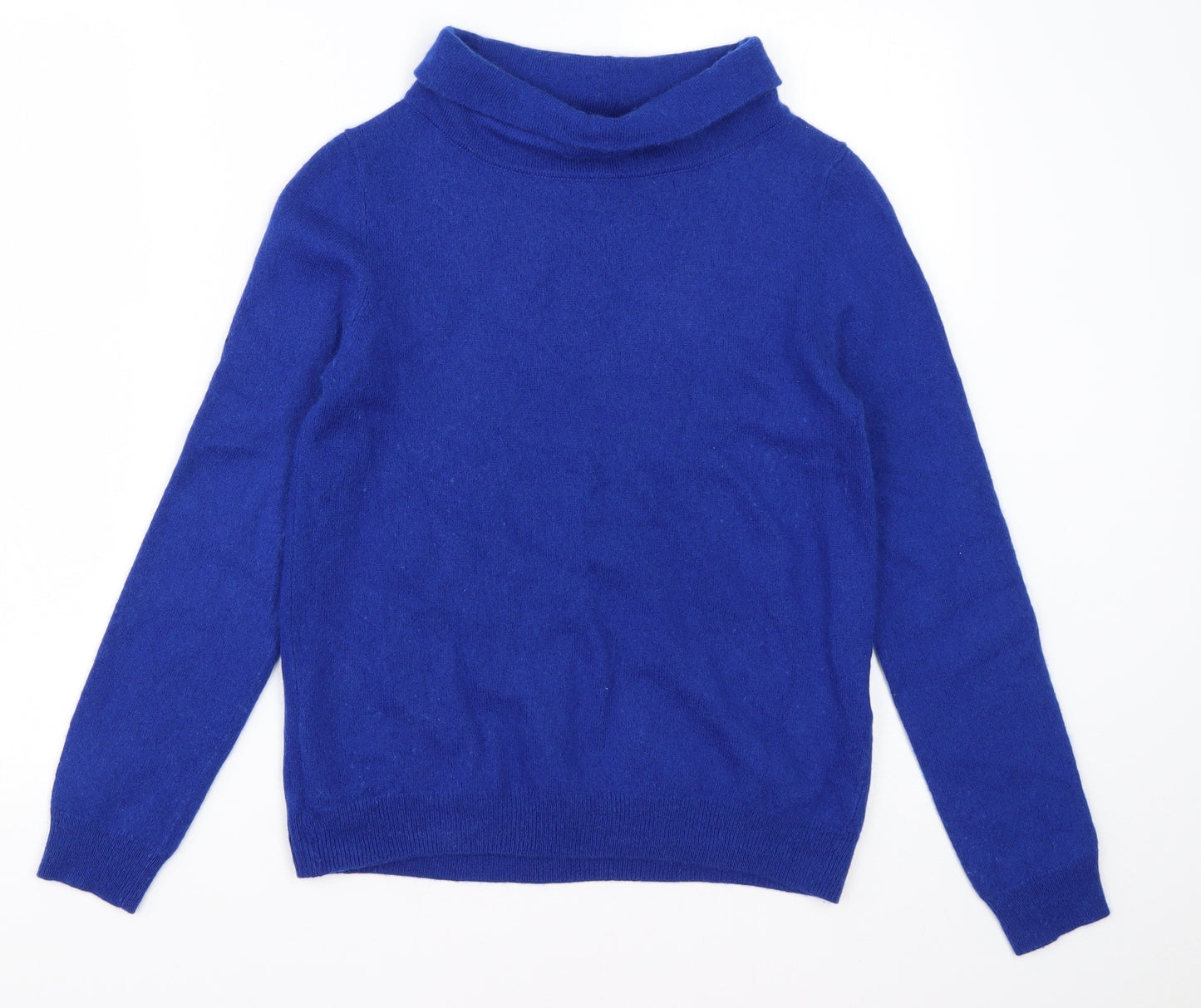 Woolovers Womens Blue Roll Neck  Wool Pullover Jumper Size S