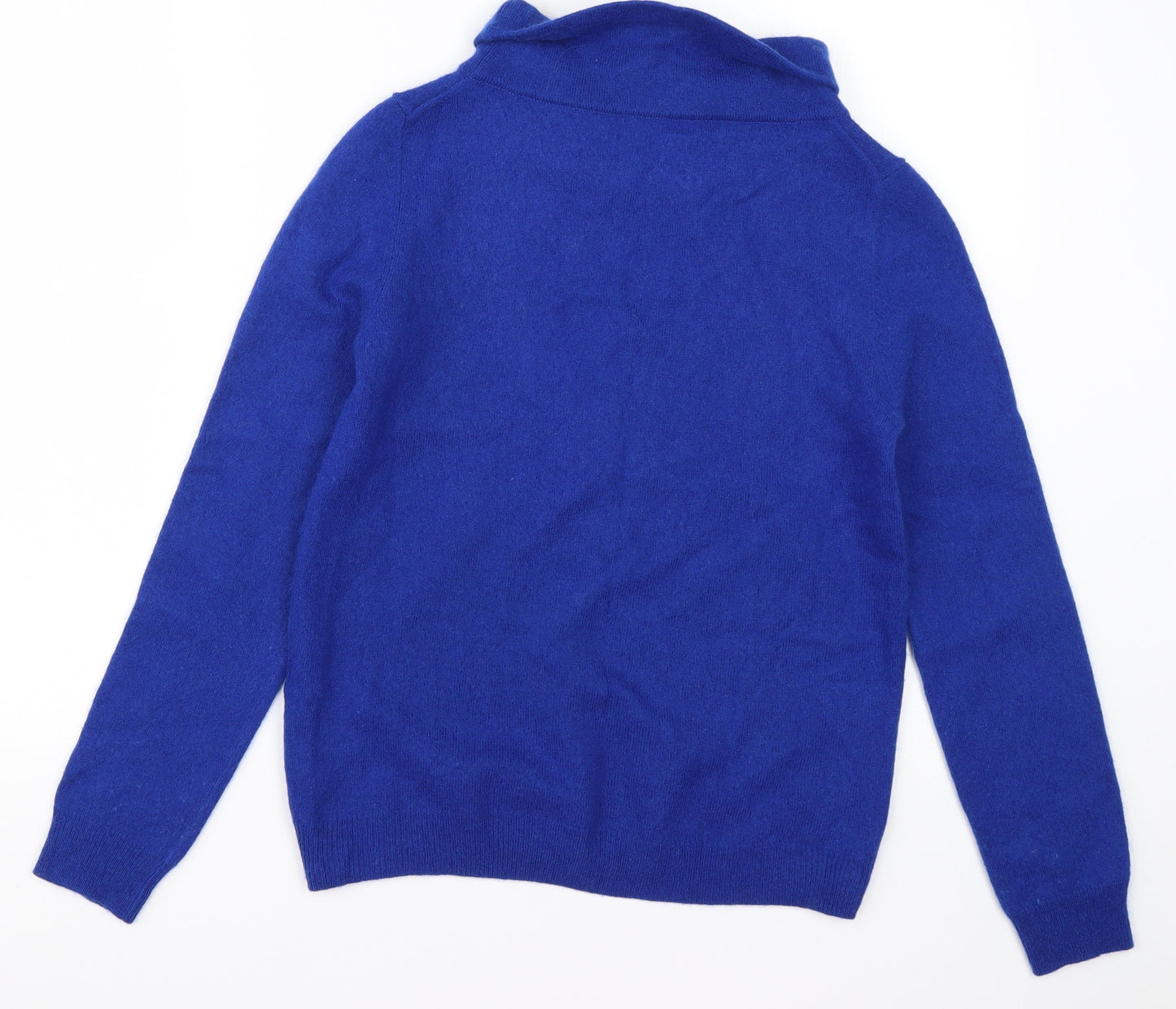 Woolovers Womens Blue Roll Neck  Wool Pullover Jumper Size S