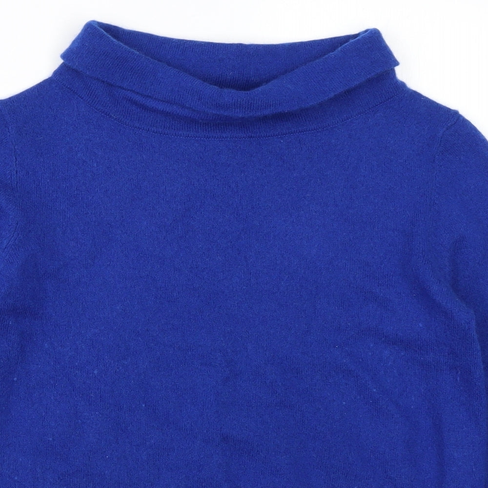 Woolovers Womens Blue Roll Neck  Wool Pullover Jumper Size S