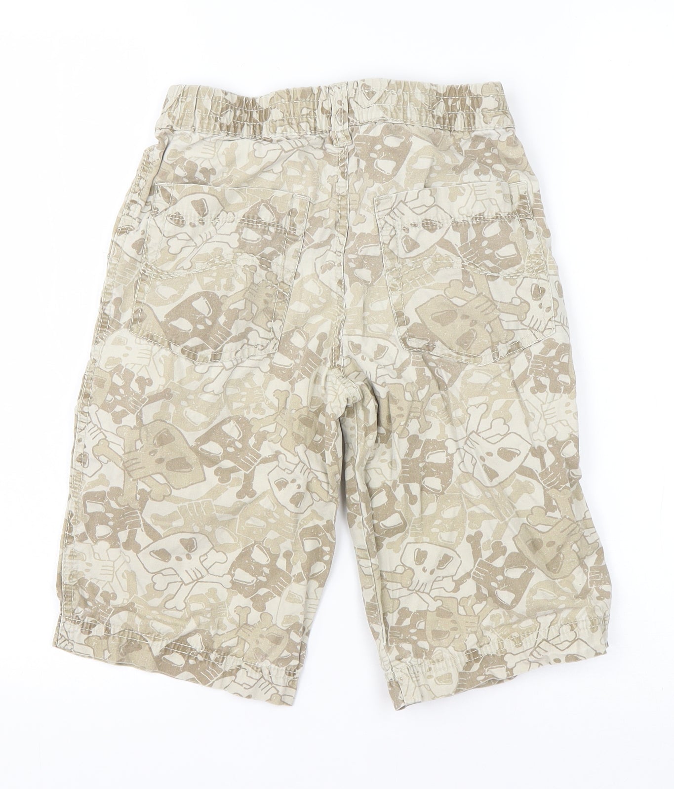 NEXT Boys Green Geometric Cotton Bermuda Shorts Size 9 Years  Regular Drawstring - Skulls