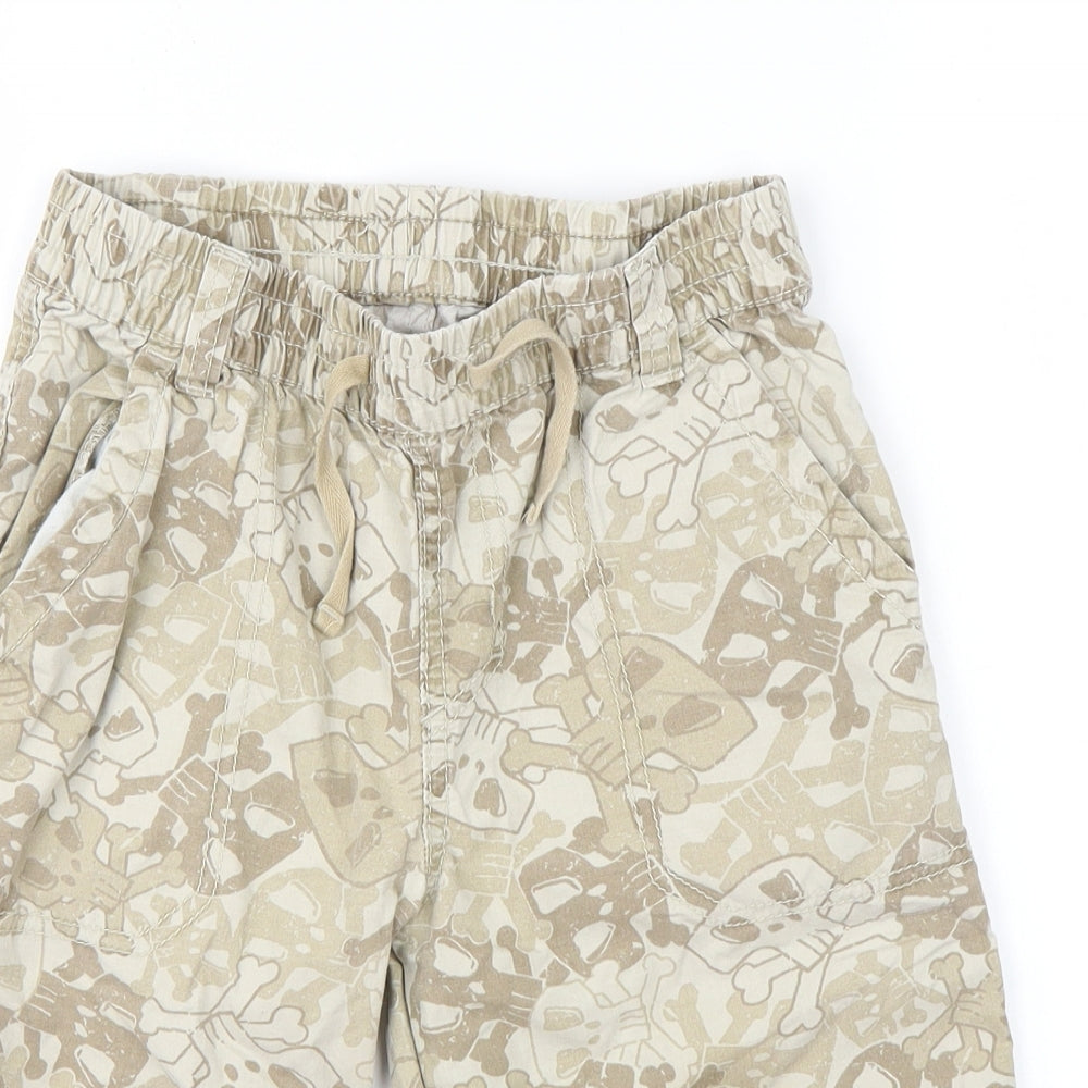 NEXT Boys Green Geometric Cotton Bermuda Shorts Size 9 Years  Regular Drawstring - Skulls