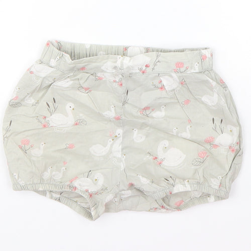 H&M Girls Green Geometric Cotton Sweat Shorts Size 4 Years  Regular  - Swans