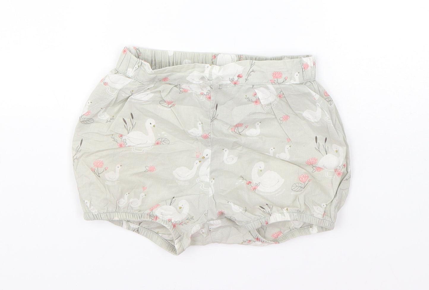H&M Girls Green Geometric Cotton Sweat Shorts Size 4 Years  Regular  - Swans