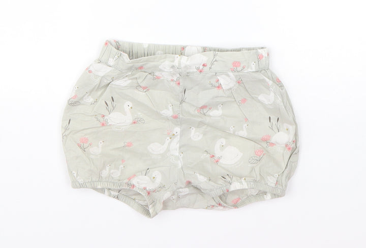 H&M Girls Green Geometric Cotton Sweat Shorts Size 4 Years  Regular  - Swans