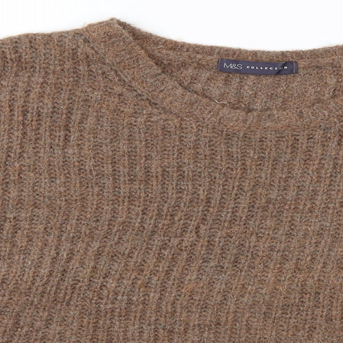 Marks and Spencer Womens Brown Round Neck  Acrylic Pullover Jumper Size 16