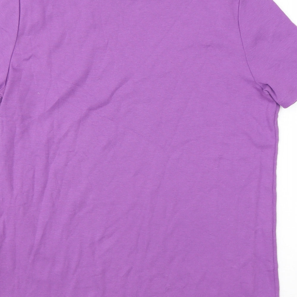 Marks and Spencer Womens Purple  Cotton Basic T-Shirt Size 14 Round Neck