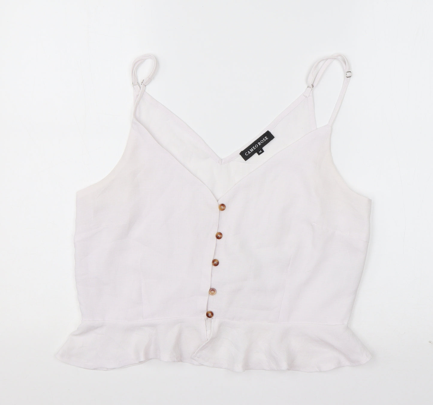Cameo Rose Womens White  Polyester Camisole Tank Size 14 V-Neck