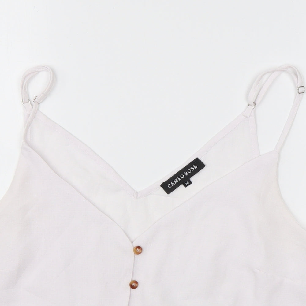 Cameo Rose Womens White  Polyester Camisole Tank Size 14 V-Neck
