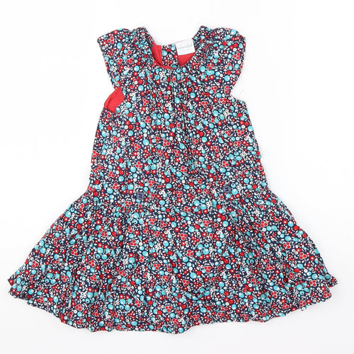 Mini Club Girls Blue Geometric Cotton A-Line  Size 18-24 Months  Round Neck Pullover