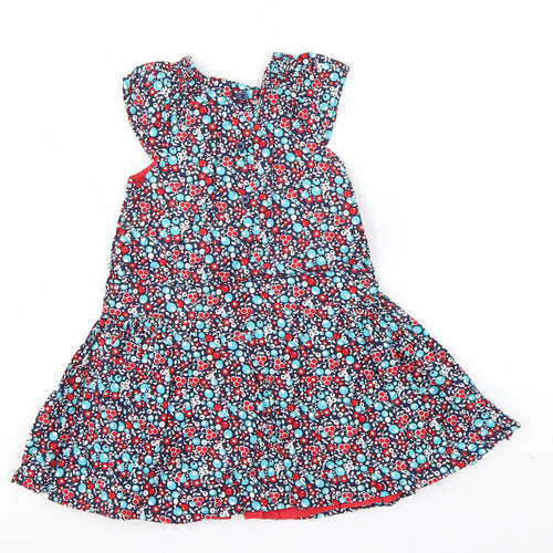 Mini Club Girls Blue Geometric Cotton A-Line  Size 18-24 Months  Round Neck Pullover