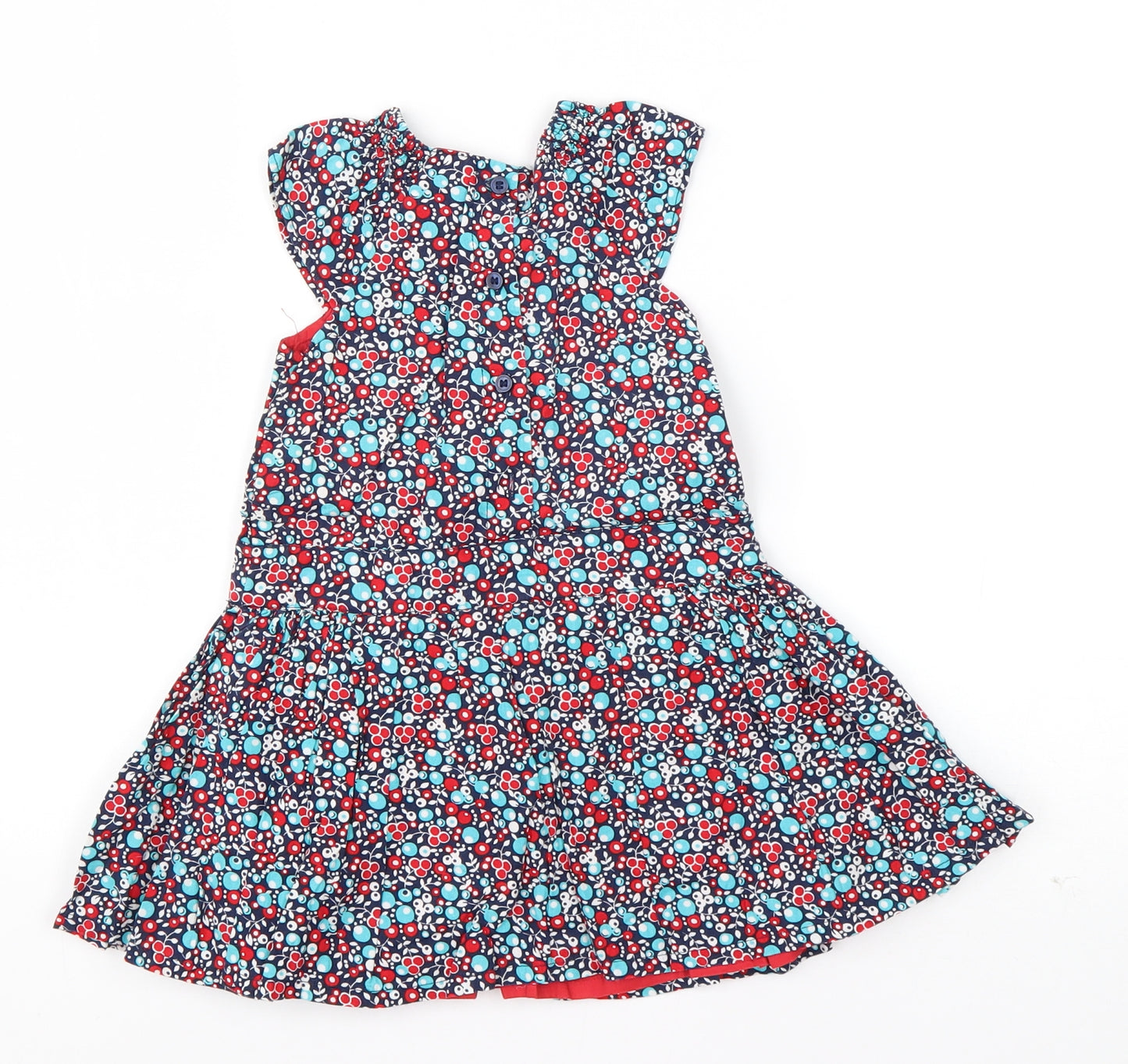 Mini Club Girls Blue Geometric Cotton A-Line  Size 18-24 Months  Round Neck Pullover
