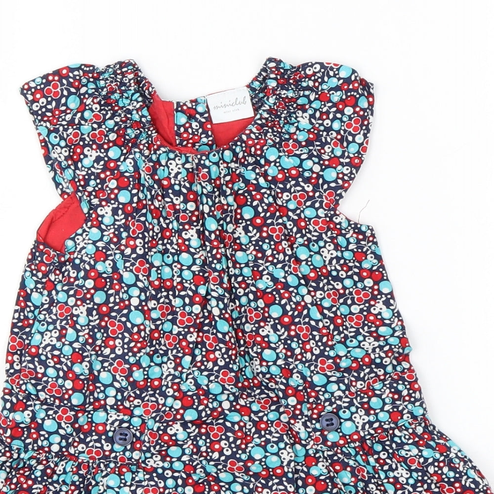Mini Club Girls Blue Geometric Cotton A-Line  Size 18-24 Months  Round Neck Pullover