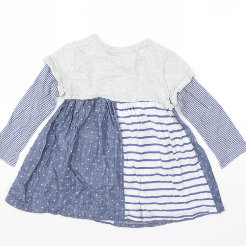 NEXT Girls Blue Striped Cotton T-Shirt Dress  Size 18-24 Months  Round Neck Pullover