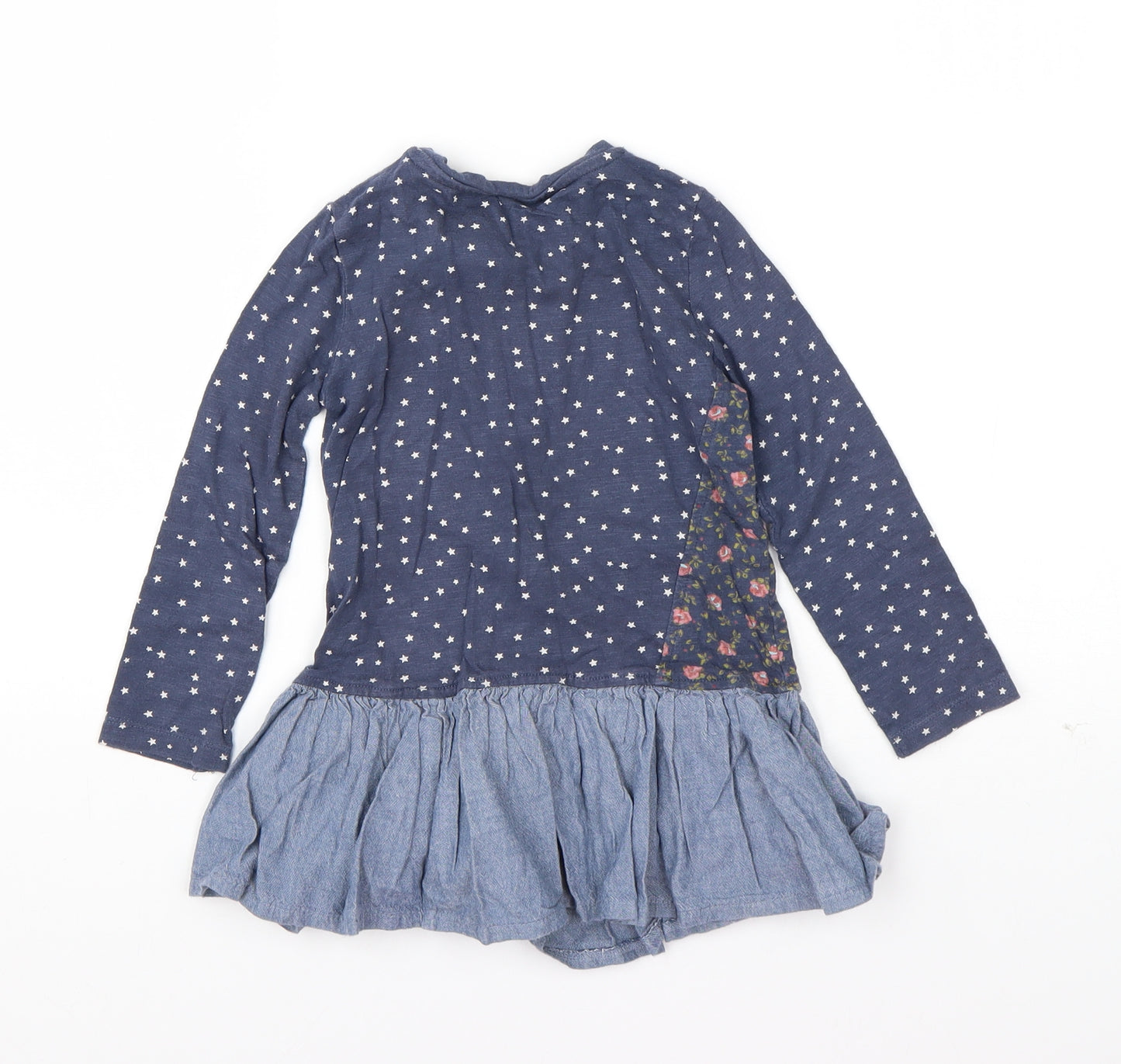 NEXT Girls Blue Geometric Cotton T-Shirt Dress  Size 18-24 Months  Round Neck Pullover - Smile