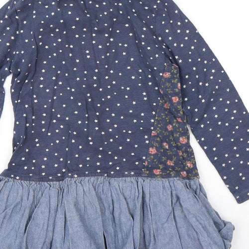 NEXT Girls Blue Geometric Cotton T-Shirt Dress  Size 18-24 Months  Round Neck Pullover - Smile