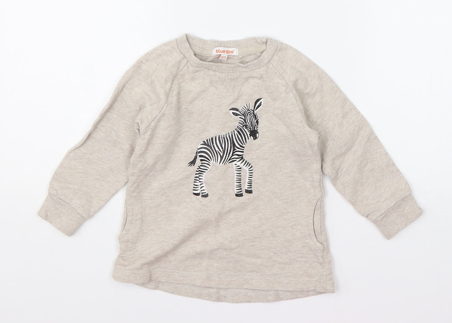 Blue Zoo Girls Beige  Cotton Pullover Jumper Size 18-24 Months  Pullover - zebra