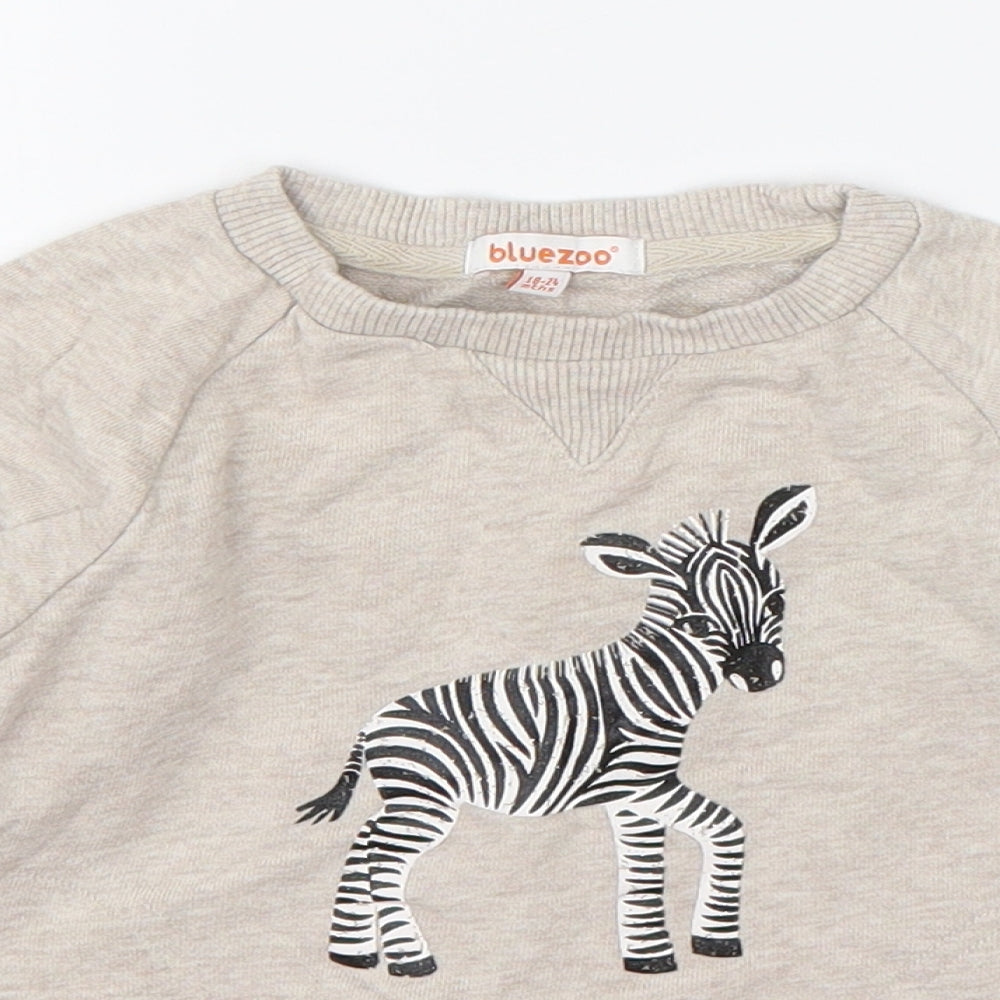Blue Zoo Girls Beige  Cotton Pullover Jumper Size 18-24 Months  Pullover - zebra