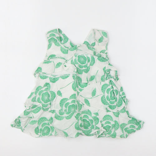 Rocha Little Rocha Girls Green Floral Cotton Basic Tank Size 18-24 Months Round Neck Pullover
