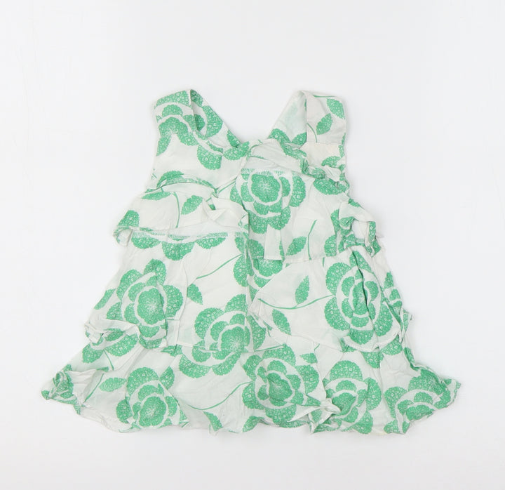 Rocha Little Rocha Girls Green Floral Cotton Basic Tank Size 18-24 Months Round Neck Pullover