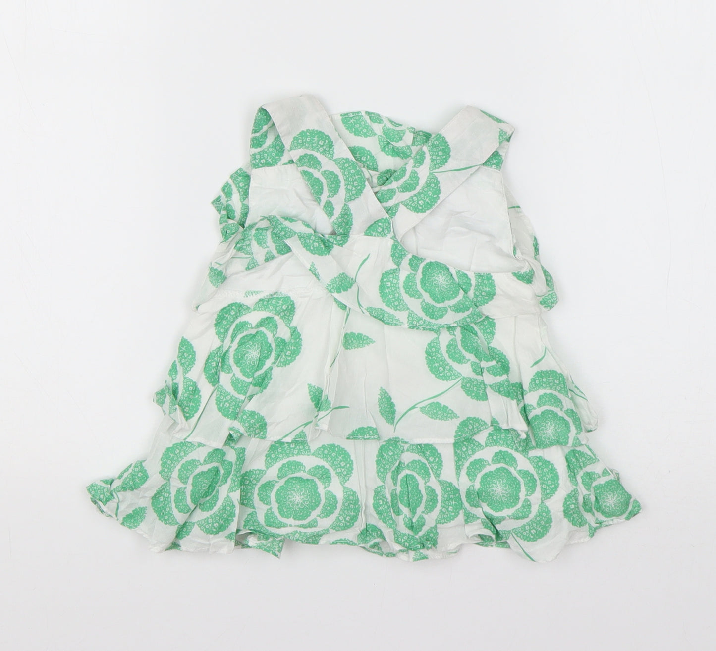 Rocha Little Rocha Girls Green Floral Cotton Basic Tank Size 18-24 Months Round Neck Pullover