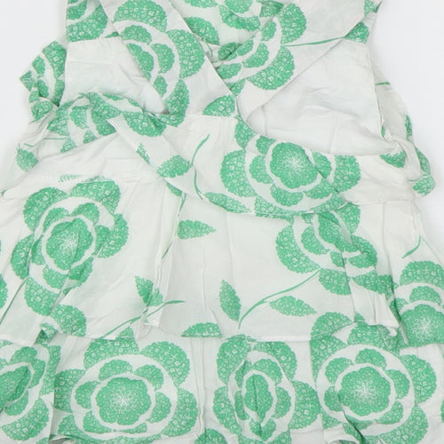 Rocha Little Rocha Girls Green Floral Cotton Basic Tank Size 18-24 Months Round Neck Pullover