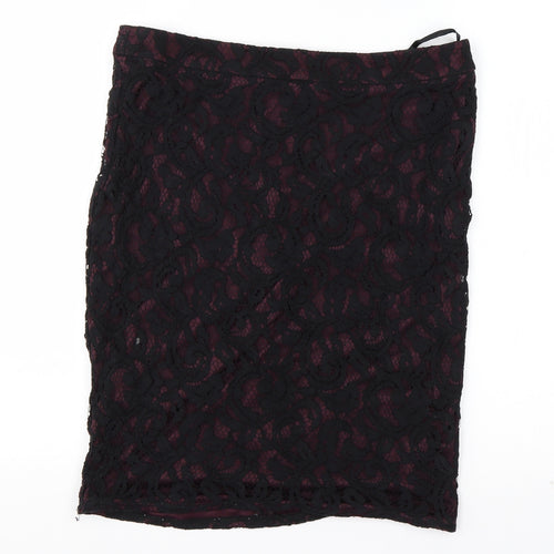 F&F Womens Black  Viscose Straight & Pencil Skirt Size 14   Zip
