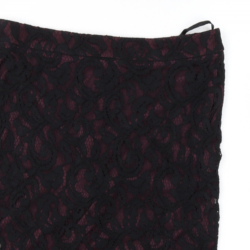 F&F Womens Black  Viscose Straight & Pencil Skirt Size 14   Zip
