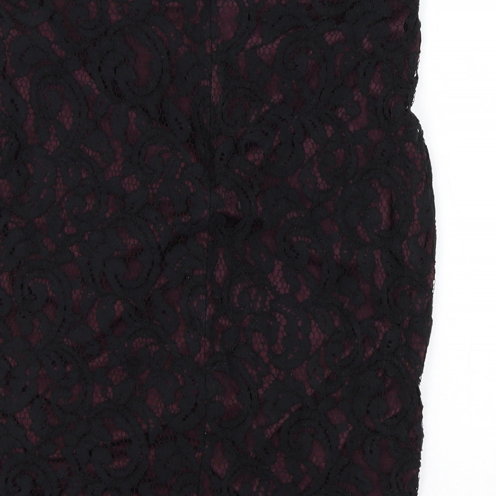 F&F Womens Black  Viscose Straight & Pencil Skirt Size 14   Zip