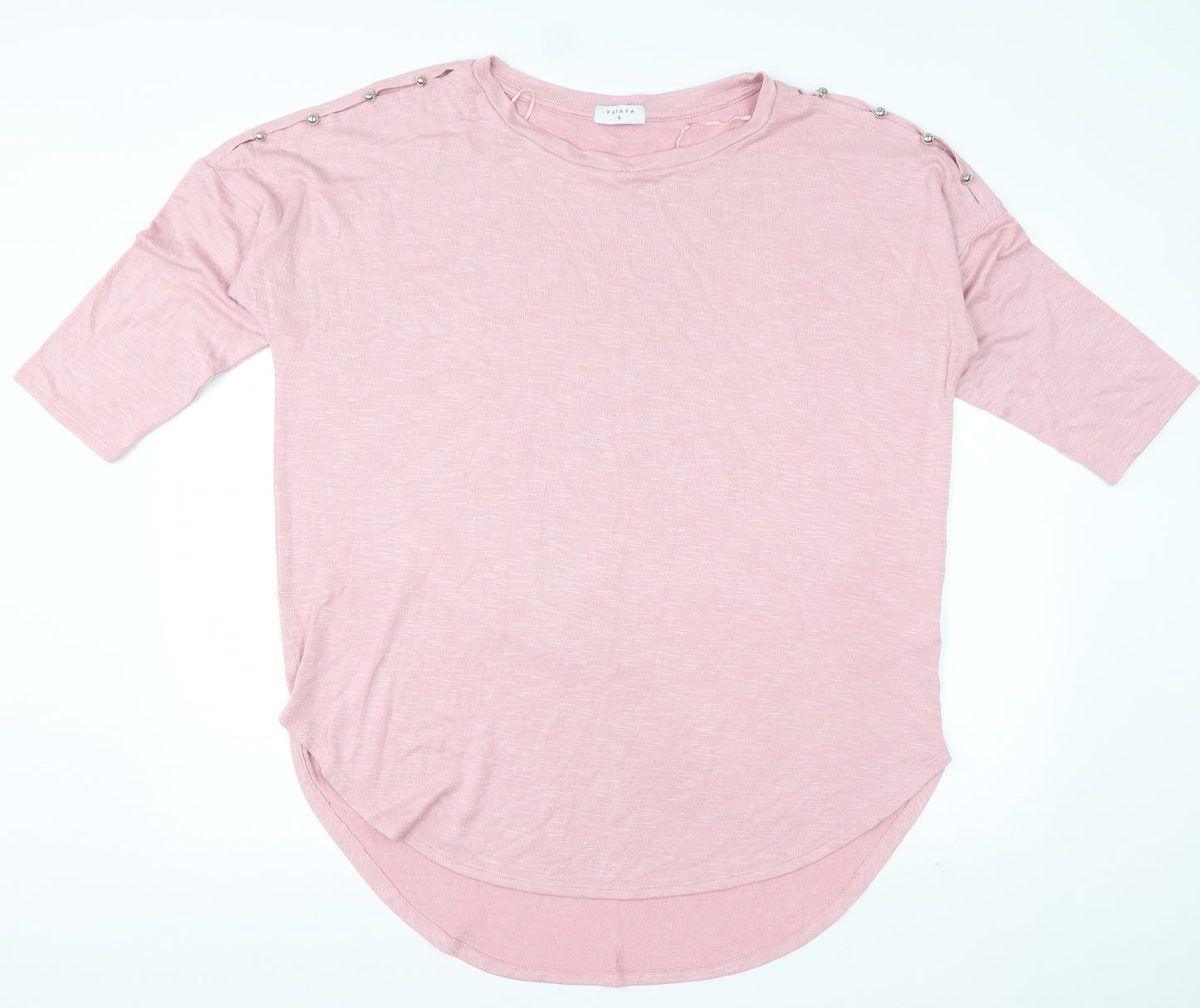 Papaya Womens Pink  Viscose Basic T-Shirt Size 16 Boat Neck