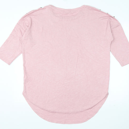 Papaya Womens Pink  Viscose Basic T-Shirt Size 16 Boat Neck