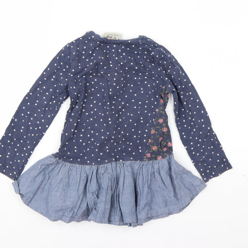 NEXT Boys Blue Geometric Cotton T-Shirt Dress  Size 18-24 Months  Round Neck Pullover